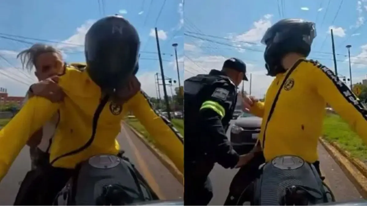 VIDEO | Motociclista se niega a ayudar a hombre que huía de la policía y facilita su captura en Edomex