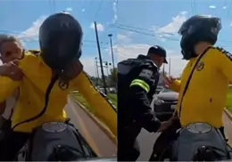 VIDEO | Motociclista se niega a ayudar a hombre que huía de la policía y facilita su captura en Edomex