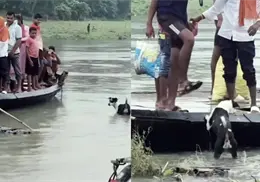 VIDEO | Personas no dejan que un perrito suba a una lancha durante una inundación