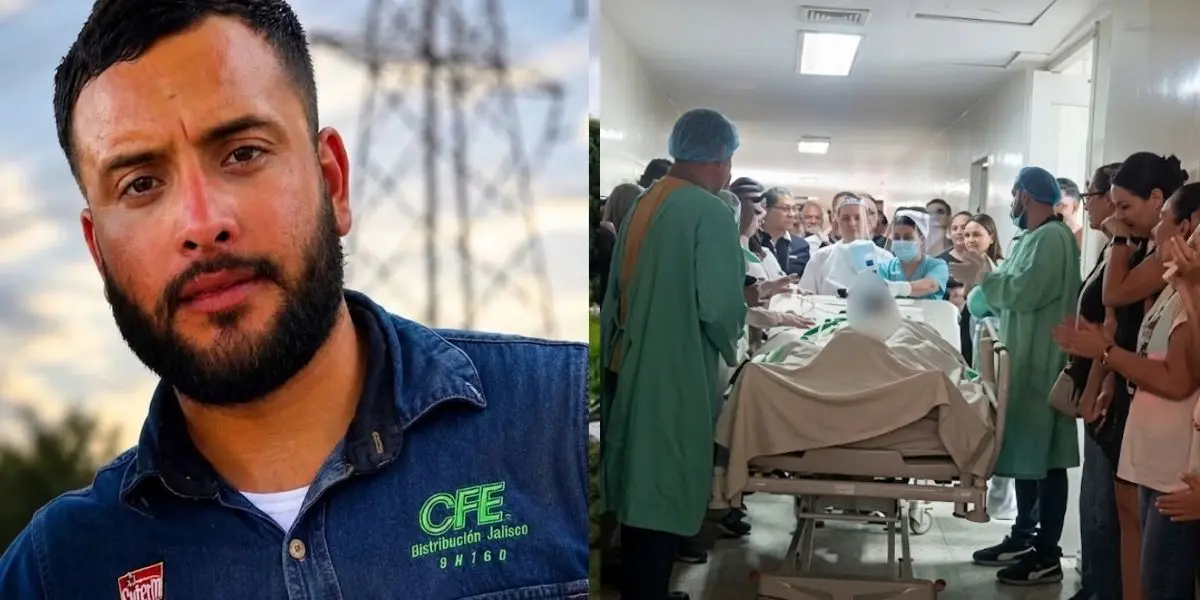 Familiares y personal médico formaron una valla de honor para despedir a Alejandro antes del procedimiento médico.