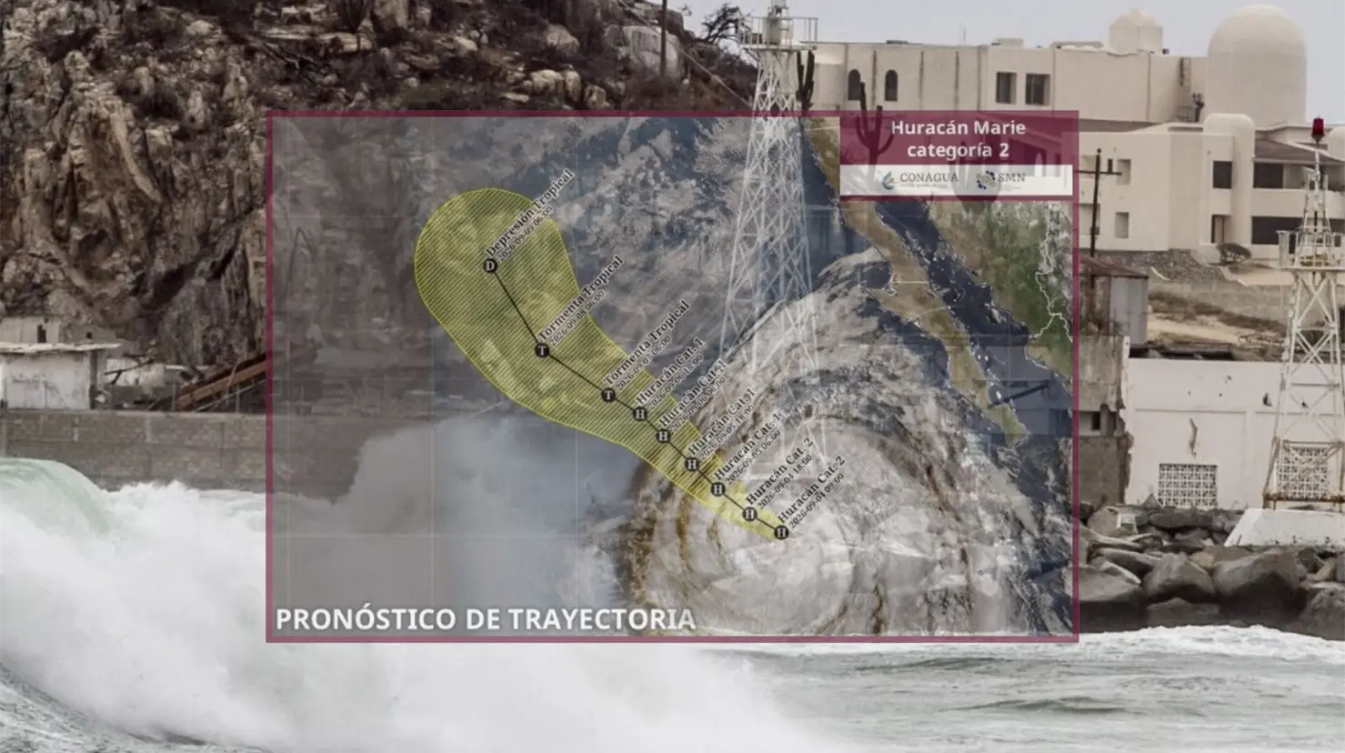 Las bandas nubosas de Marie mantienen condiciones adversas en el occidente del país. Foto: SMN