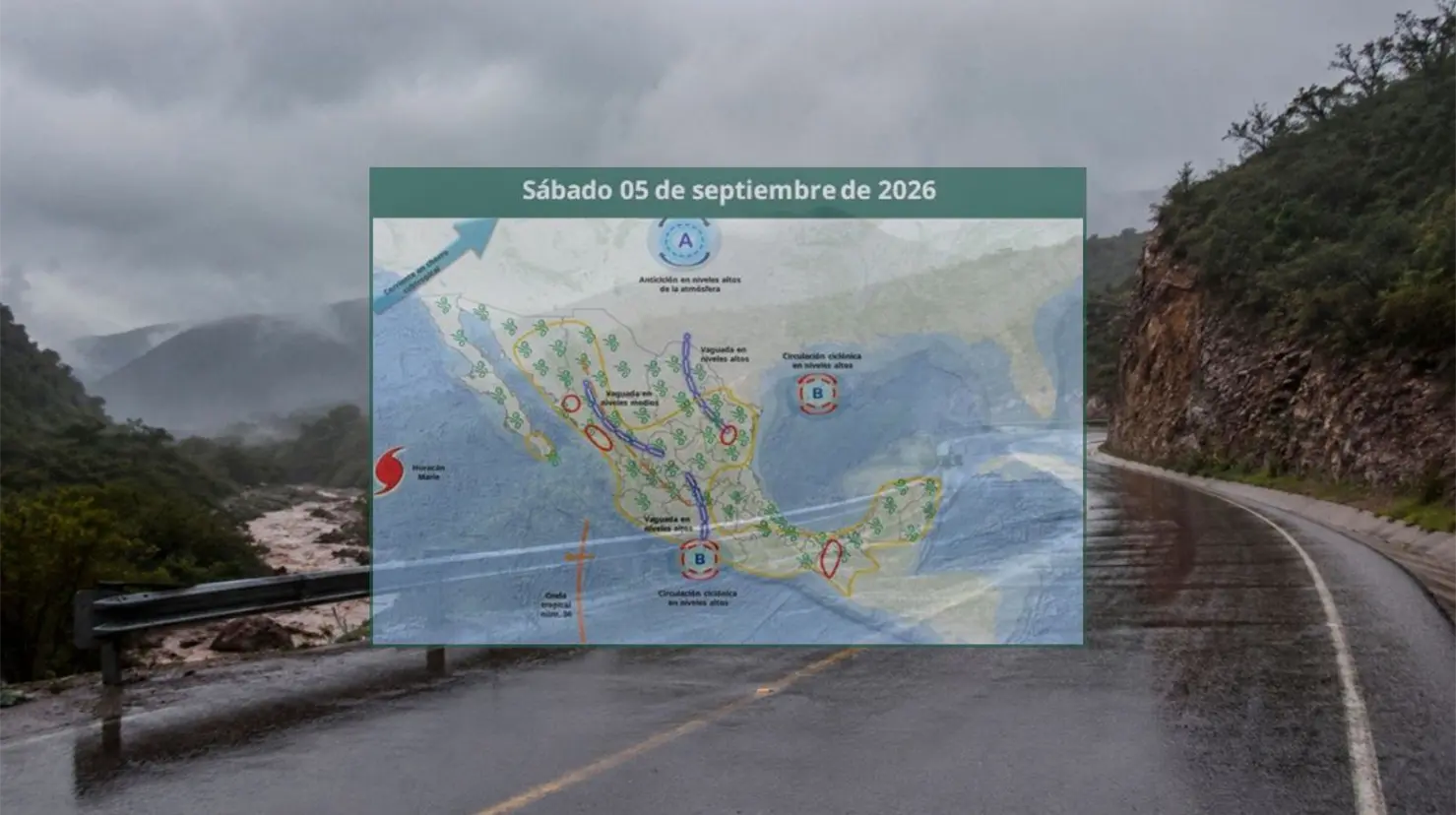 Se esperan lluvias fuertes con puntuales muy fuertes de entre 50 y 75 milímetros en el este de Sonora. Foto: SMN