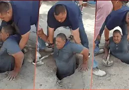 VIDEO | Conserje cae en socavón dentro de jardín de niños en Hermosillo