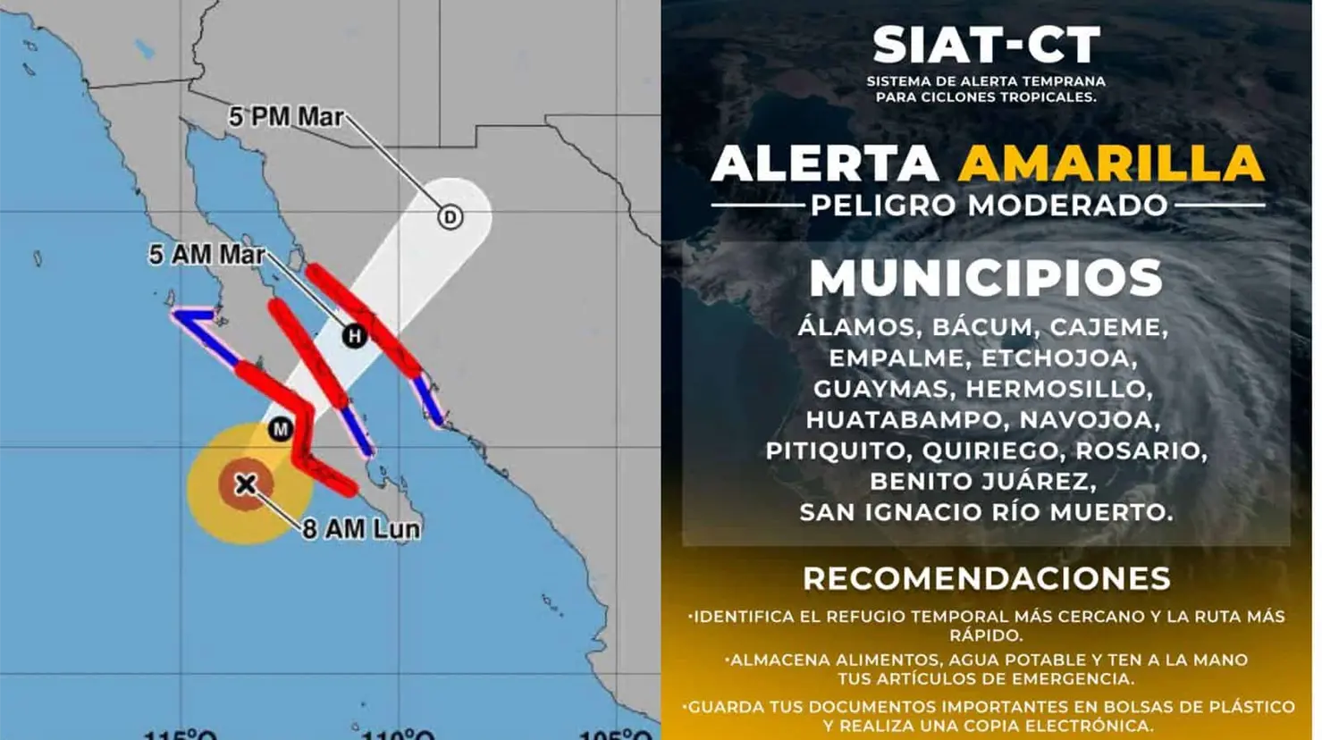 Para Hermosillo, se calcula acumulados alrededor de 75 milímetros por lluvias torrenciales. Foto: SMN