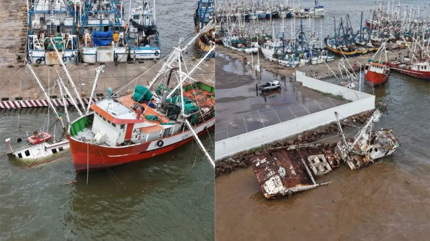 Imágenes y videos difundidos a través de redes sociales muestran parte de los daños registrados en el sector marítimo. Foto: El Imparcial