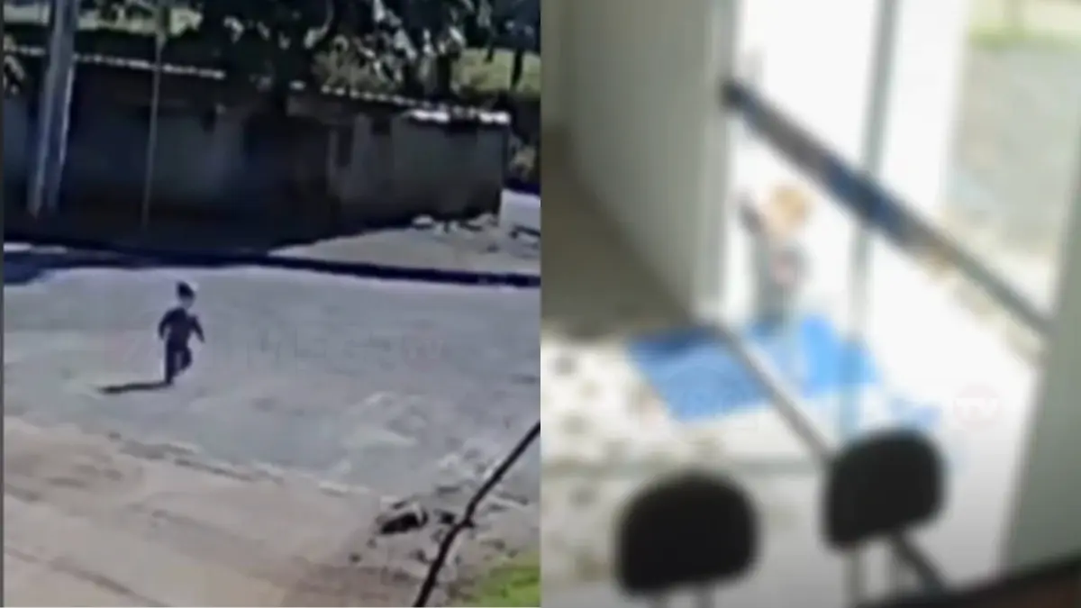 El pequeño recorrió unos 50 metros por las calles de Santa Catarina, Brasil, hasta llegar al lugar donde trabajaba su madre FUENTES: X