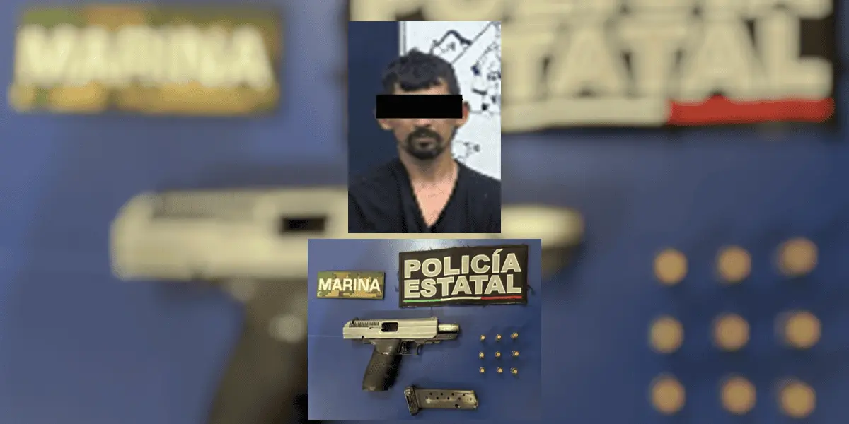 El sujeto y el arma quedaron a disposición del Ministerio Público. Foto: SSPC Sonora