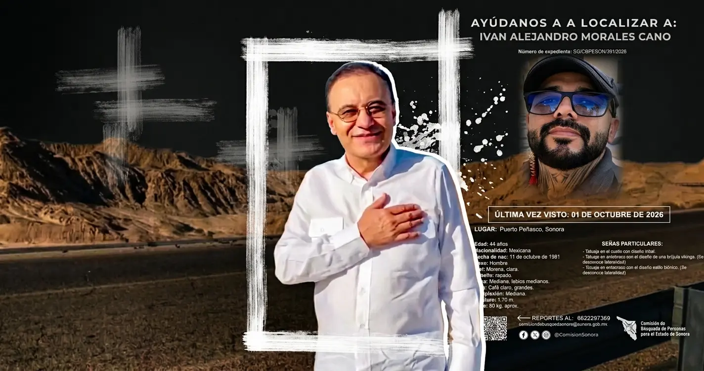 El gerente de Mantenimiento y Proyectos de Las Palomas fue visto por última vez el 1 de octubre en Puerto Peñasco (Créditos: Comisión de Búsqueda)