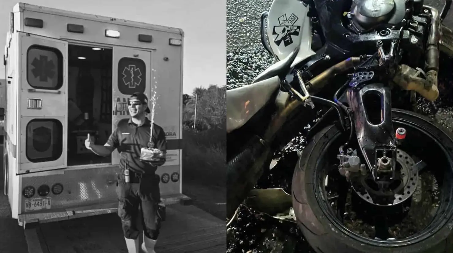 En el accidente participaron un tractocamión Internacional blanco y una motocicleta Honda del mismo color. Foto: Redes sociales