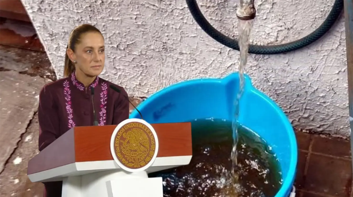 La presidenta vinculó la problemática con la antigüedad de la infraestructura hídrica y la falta de renovación del sistema. Foto: Mañanera del Pueblo