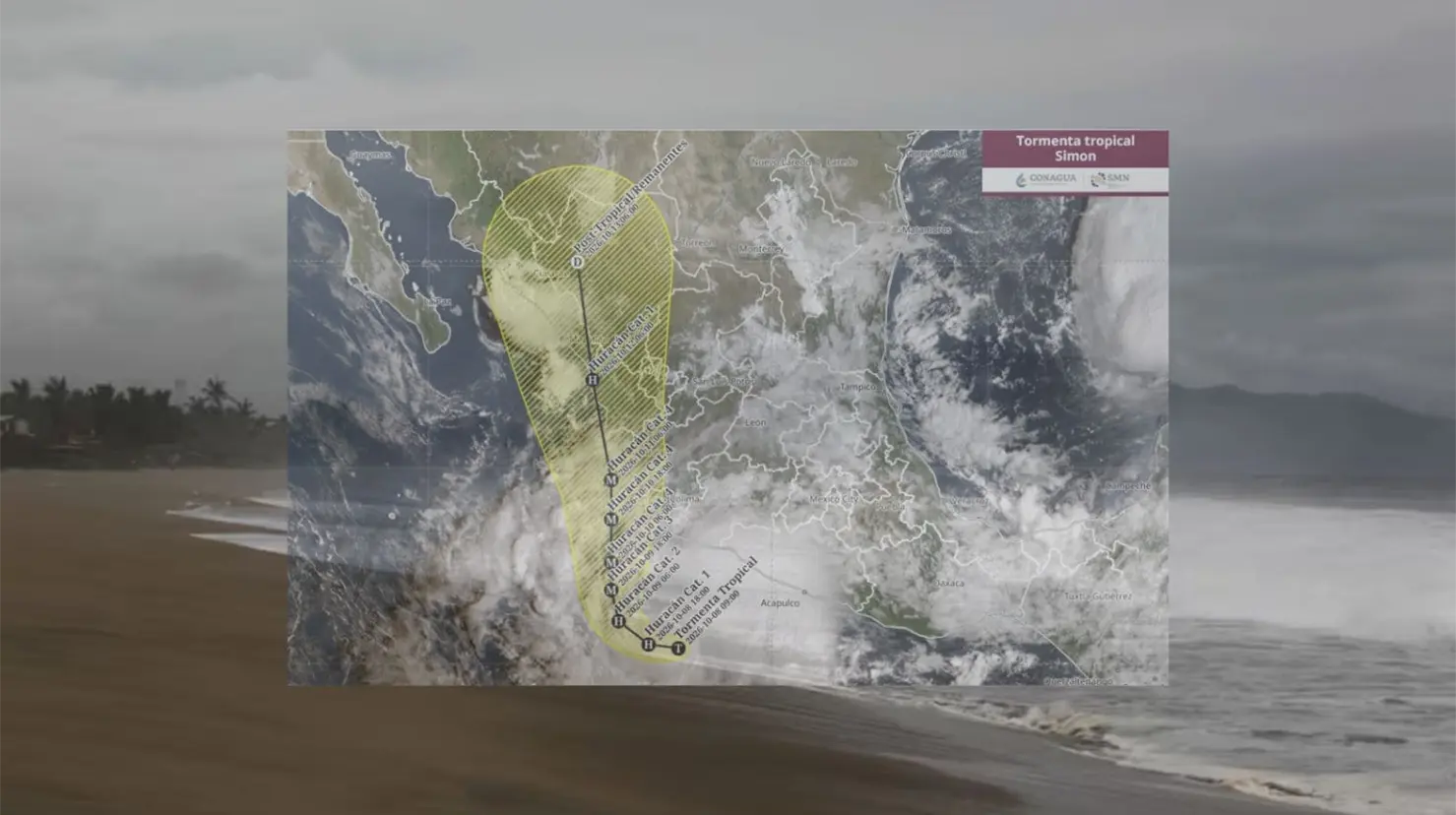 La intensidad prevista para Simón todavía corresponde a un pronóstico y puede modificarse conforme avance el sistema. Foto: SMN