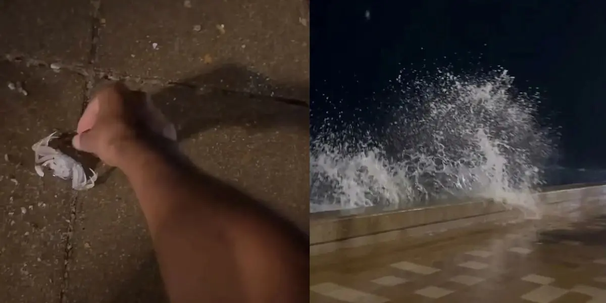 La erosión costera debilitó sectores del paseo turístico; autoridades mantienen vigilancia ante posibles afectaciones adicionales por condiciones marítimas adversas. (Créditos: redes sociales)