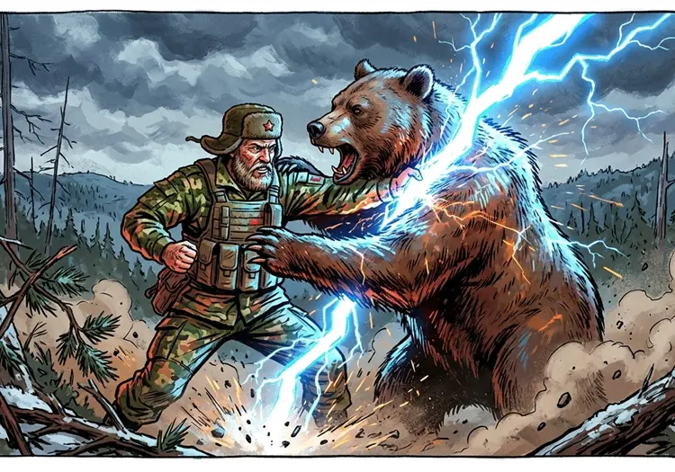 Veterano de guerra ruso sobrevive a la descarga de un rayo mientras peleaba con un oso