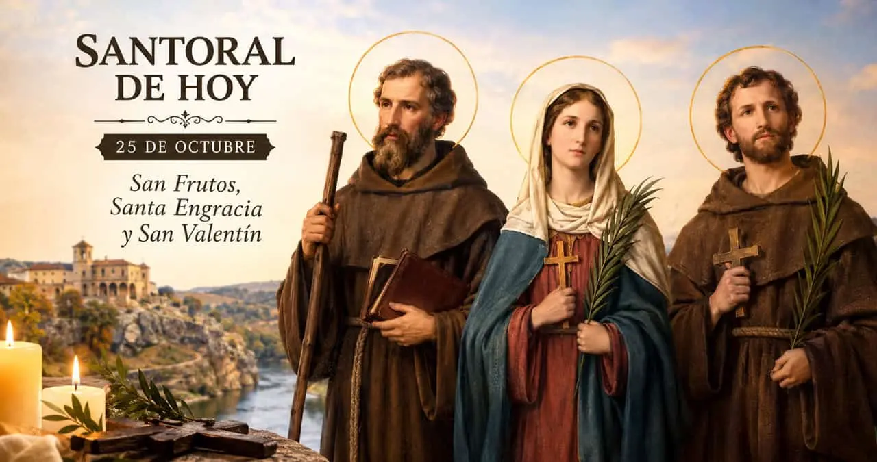 San Frutos, Santa Engracia y San Valentín son recordados por la Iglesia católica cada 25 de octubre por su vida de fe, oración y entrega a los más necesitados. Foto: Internet