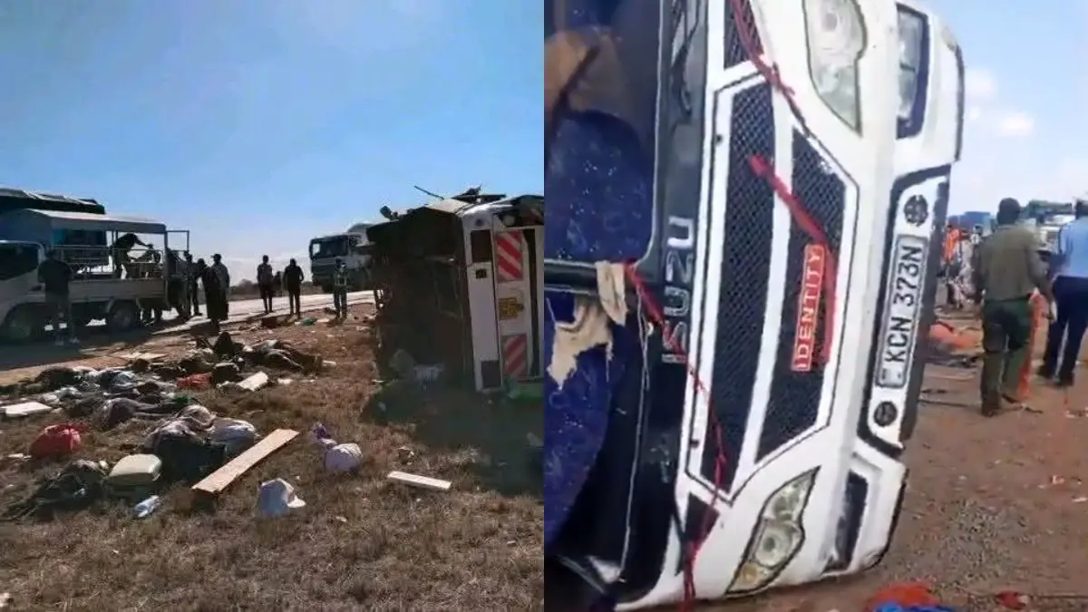El accidente ocurrió en la carretera Nairobi-Mombasa cuando pasajeros que regresaban de un funeral viajaban en un autobús FUENTES: X