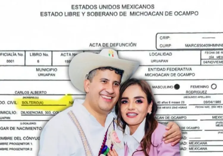 Carlos Manzo no estaba casado con Grecia Quiroz; Gobernador de Michoacán revela acta de defunción