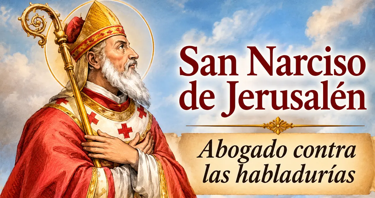 San Narciso de Jerusalén es recordado este 29 de octubre por su fe, el milagro de convertir el agua en aceite y su protección contra las habladurías y las falsas acusaciones. Foto: Internet